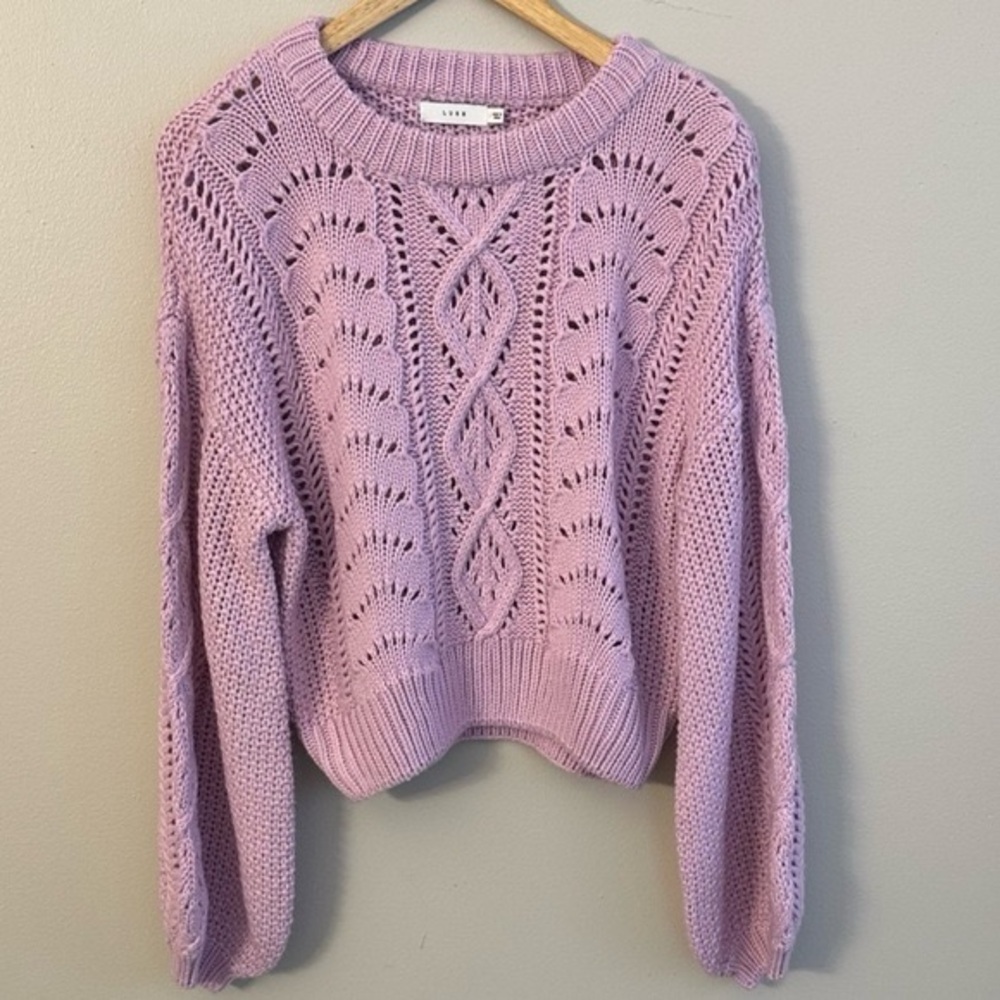 LUSH Lavender Lilac Knit Sweater Top Pullover Size Medium Women’s